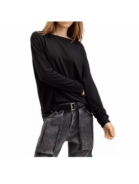 All Saints Black Long Sleeved Shirt Top